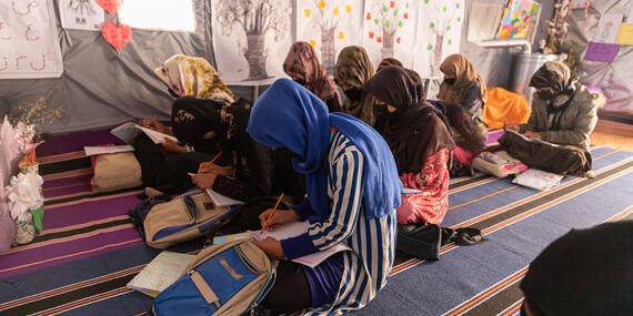 Community-based education classes supported by the Afghanistan Humanitarian Fund in Herat Province offer learning opportunities for children and families. 
