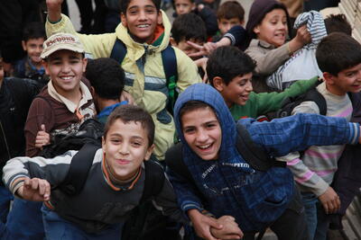 children playing in the streets of Jordan